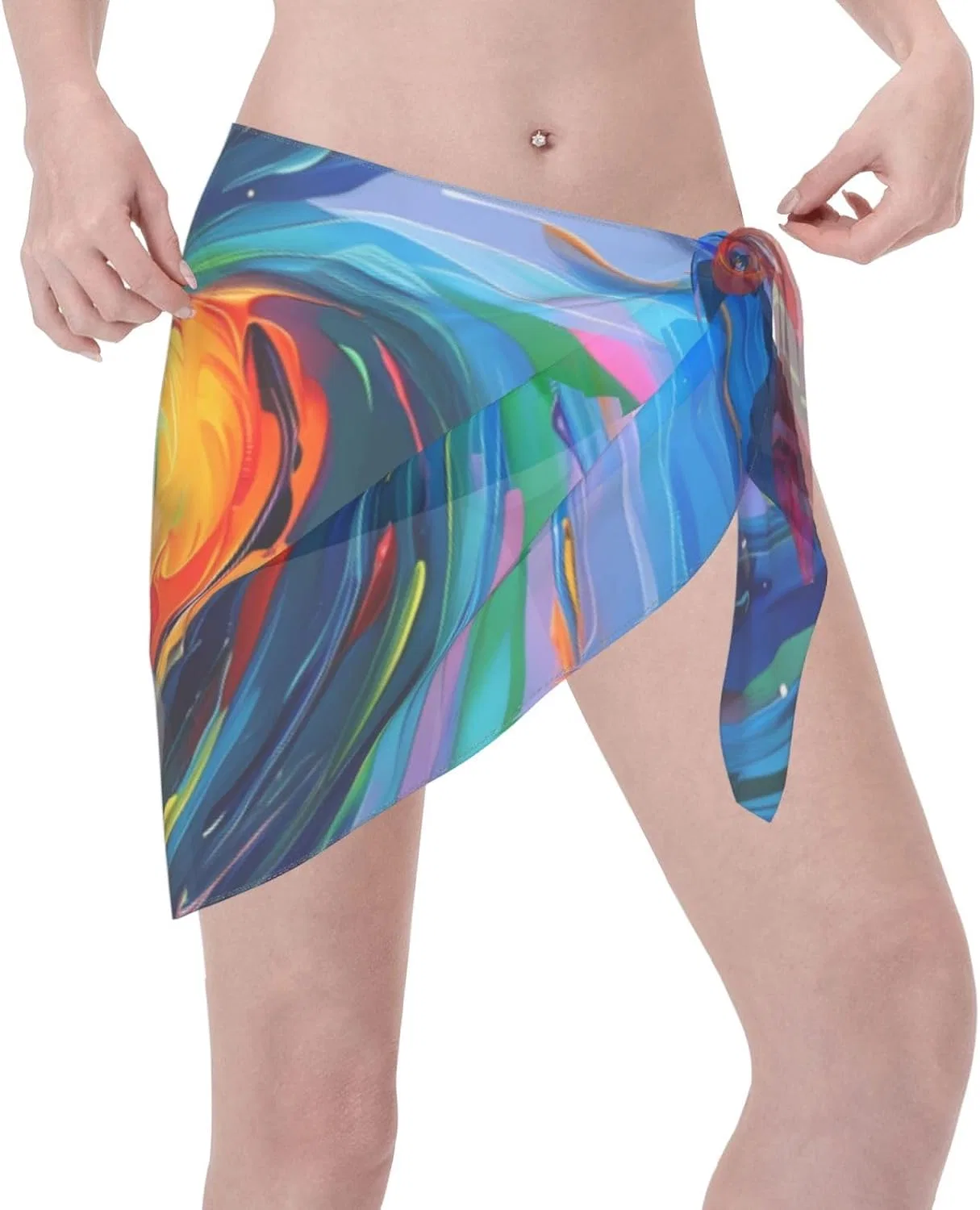 Женская пляжная накидка-парео с 3D-принтом, Polyester, 3d Swirling — фото 3