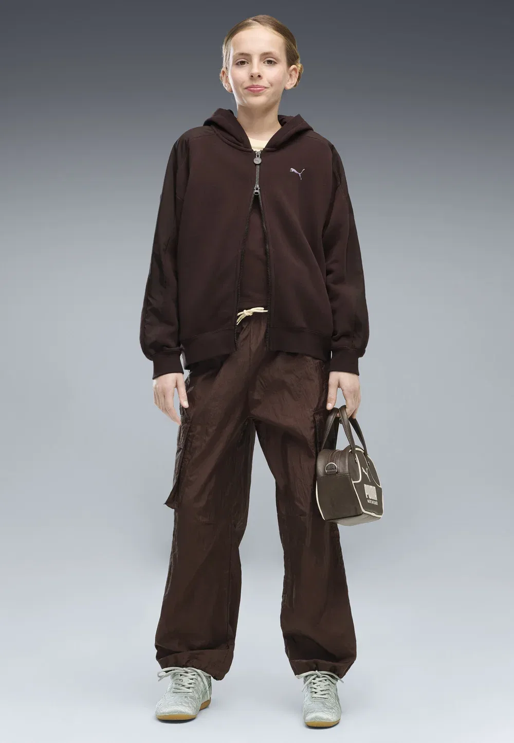 Куртка оверсайз T7 Midnight Shadow mit Reissverschluss - толстовка на молнии Puma, Chocolate Fondue — фото 3