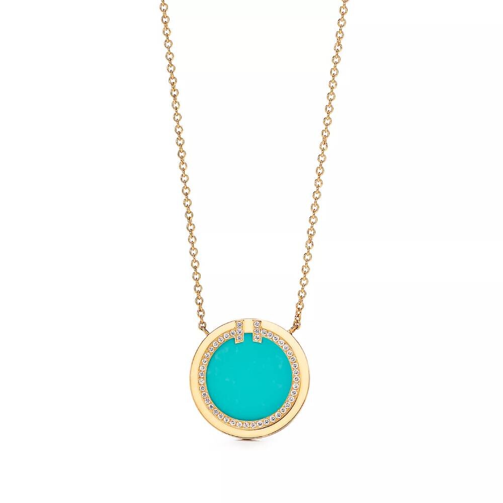 

Кулон с цепочкой Tiffany & Co. Diamond And Turquoise Circle, желтое золото с бриллиантами