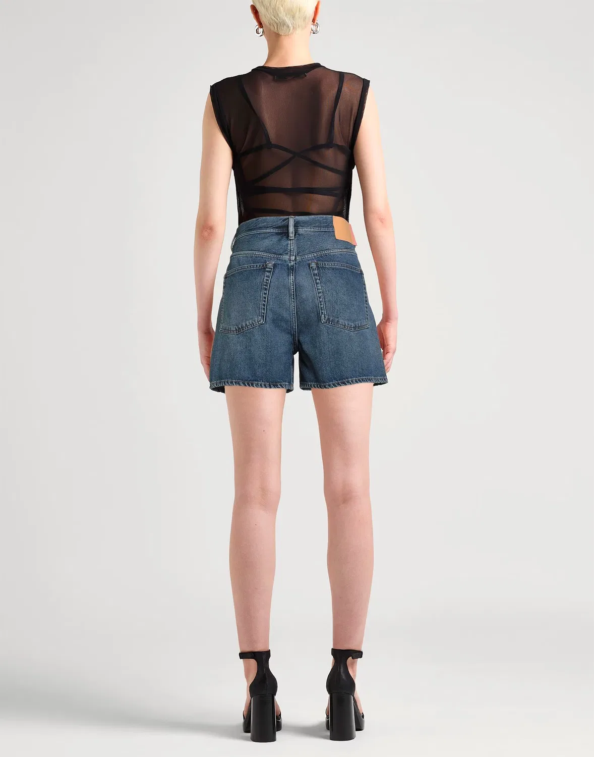 Женские шорты джинсовые с высокой посадкой Acne Studios, синий — фото 3