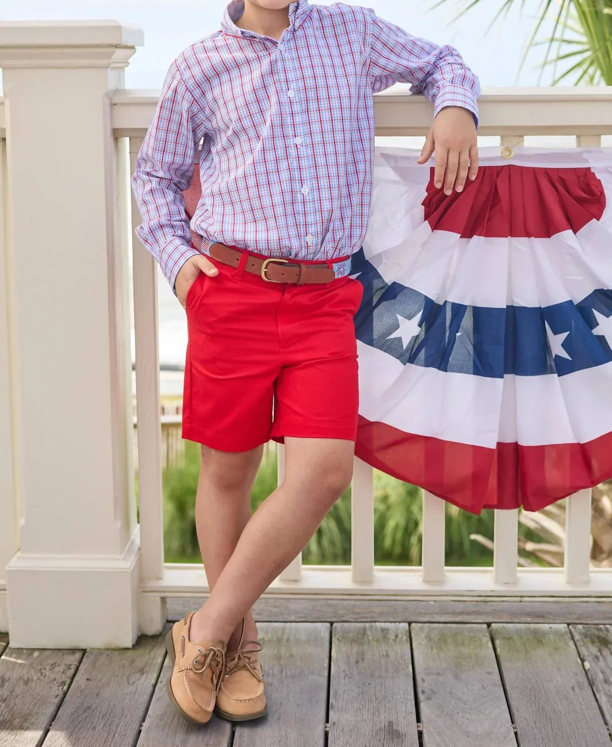 Детская рубашка на пуговицах с принтом Patriotic Plaid LITTLE ENGLISH, Patriotic Plaid — фото 4