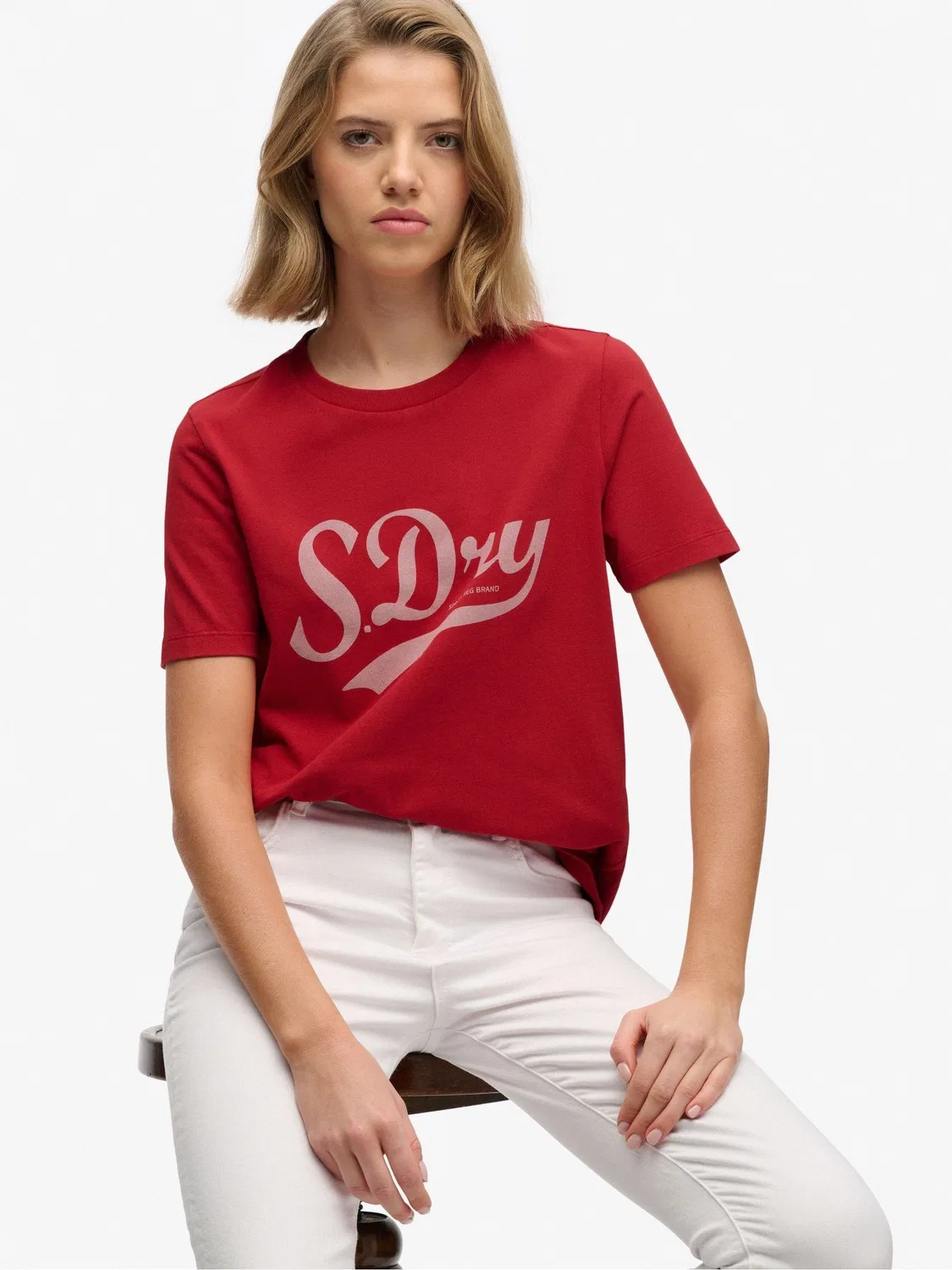 Футболка с принтом Varsity Script Superdry, красный
