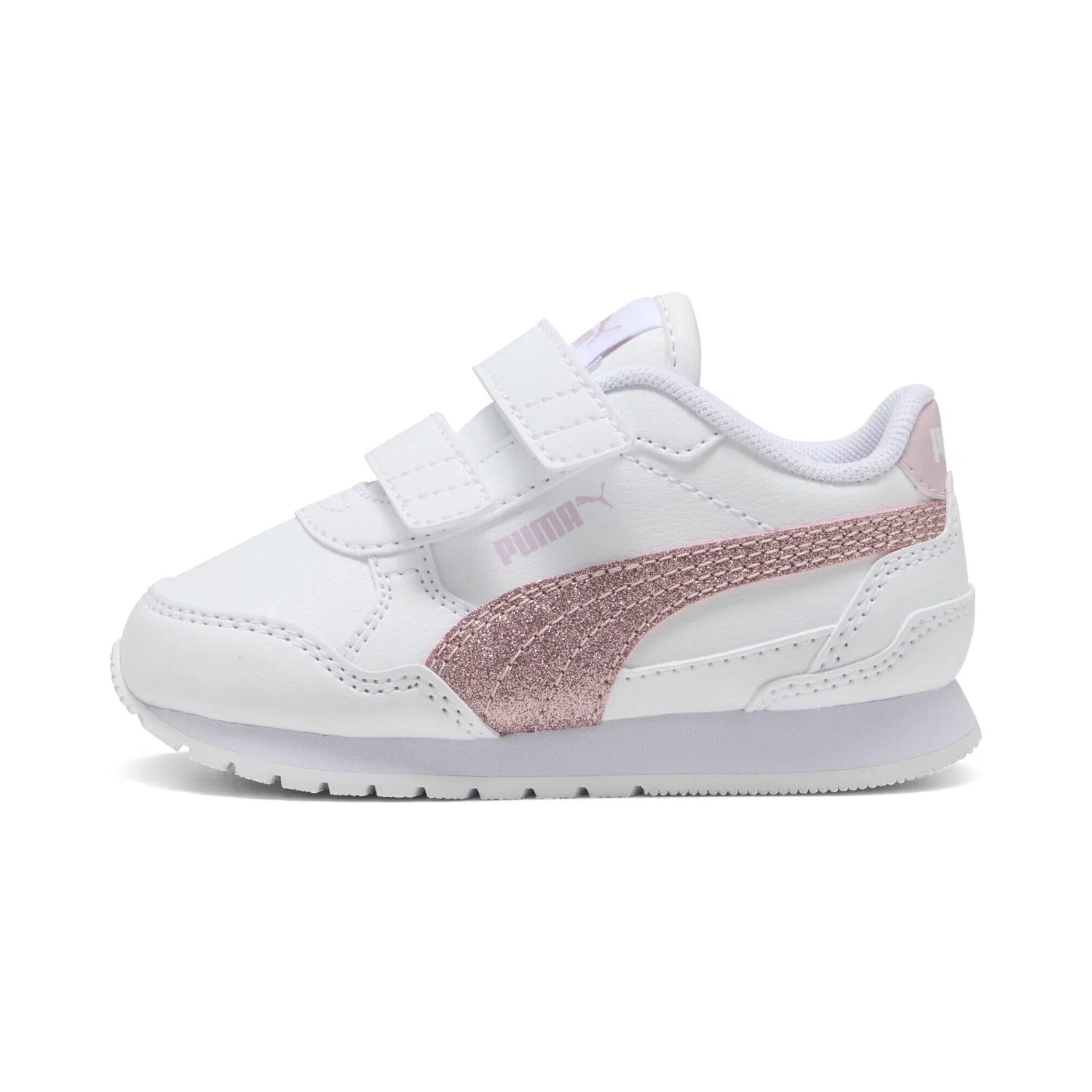 Детские кроссовки с блестками ST Runner v4 Glitter Puma, Weiss Silver Rosa — фото 3