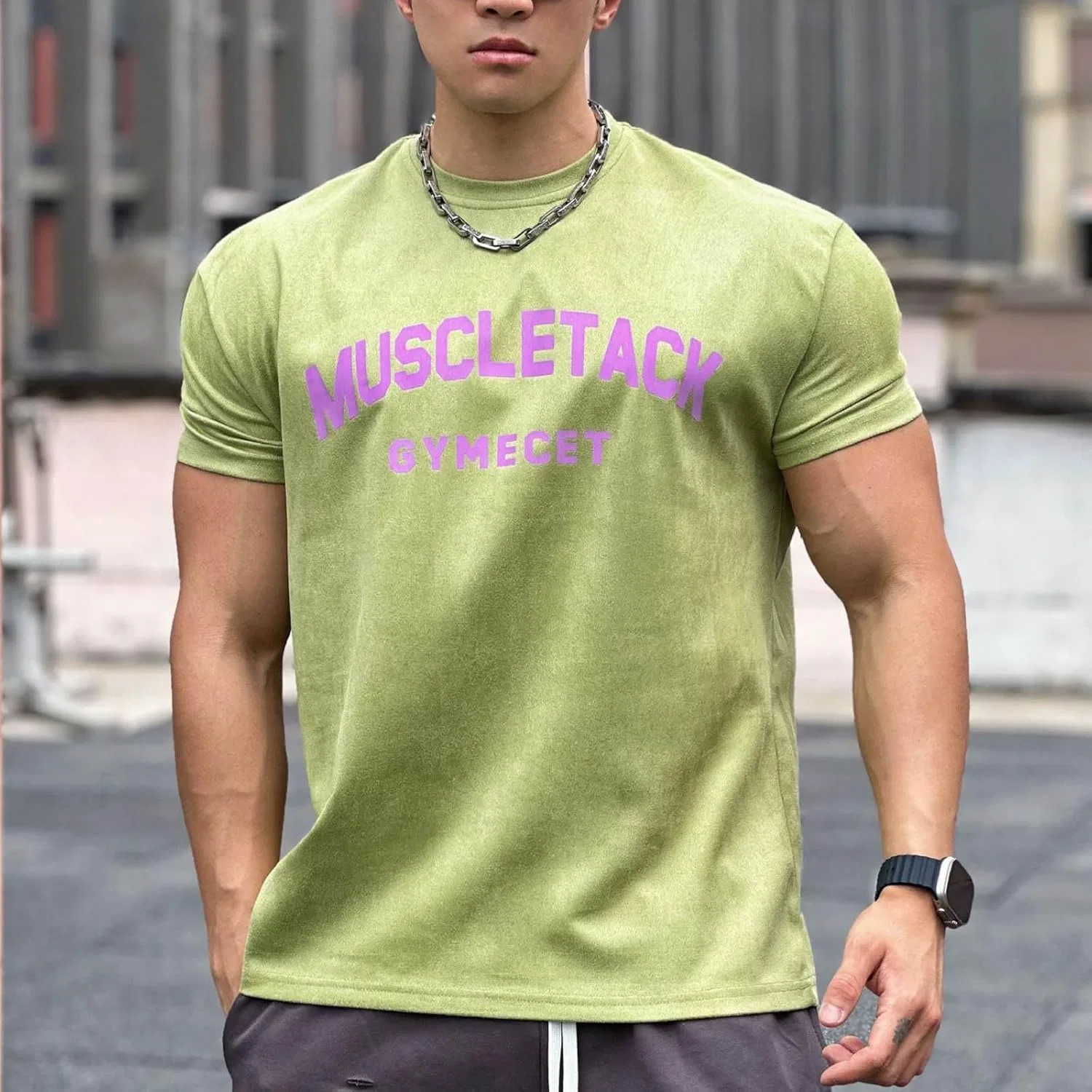 Мужская футболка для тренировок с принтом, Short Sleeve, Green — фото 2