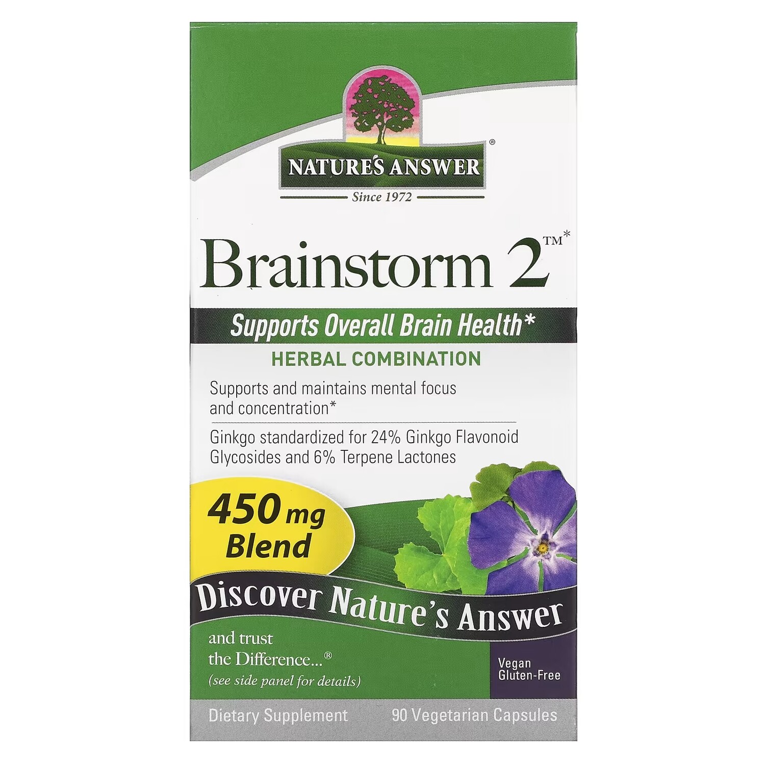 

Смесь Трав Nature's Answer Brainstorm 2, 90 вегетарианских капсул