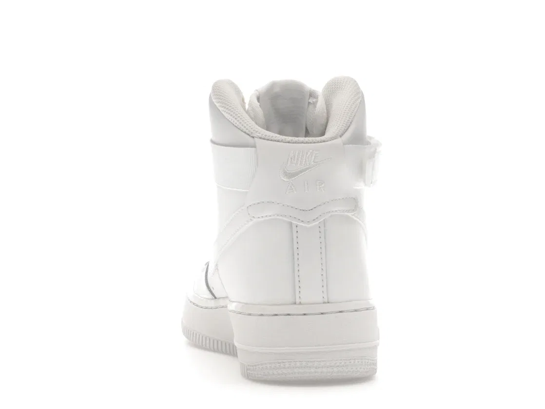 Детские кроссовки высокие с ремешком Nike Air Force 1 High LE, White/White/White — фото 4