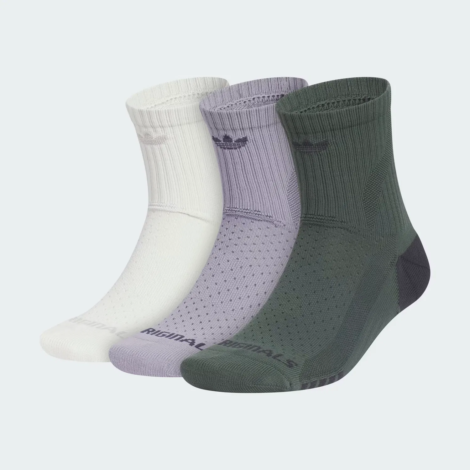 Носки высокие с вывязанным логотипом, 3 пары, Tech 2.0, Adidas Originals, Orbit Grey/Slate/Legend Ivy