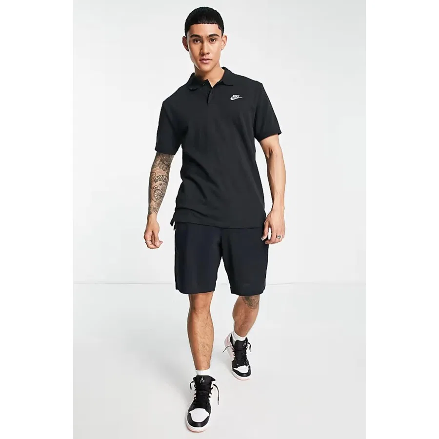 Поло Nike Sportswear Club Regular Fit с длинным рукавом, Черный — фото 4