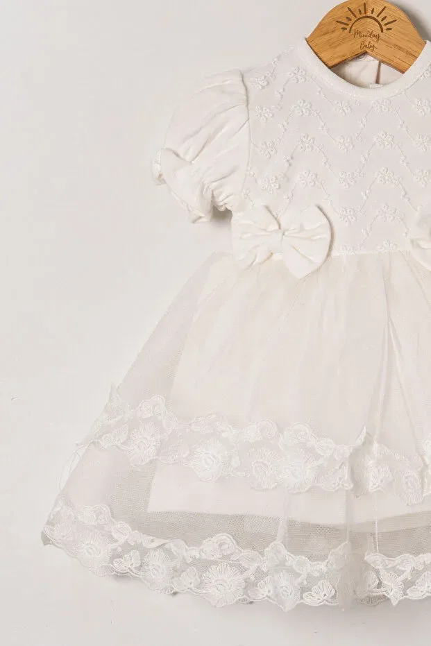 Детское платье для девочек с кружевом Mevlütlük Dress Miniday Baby, Ecru — фото 4