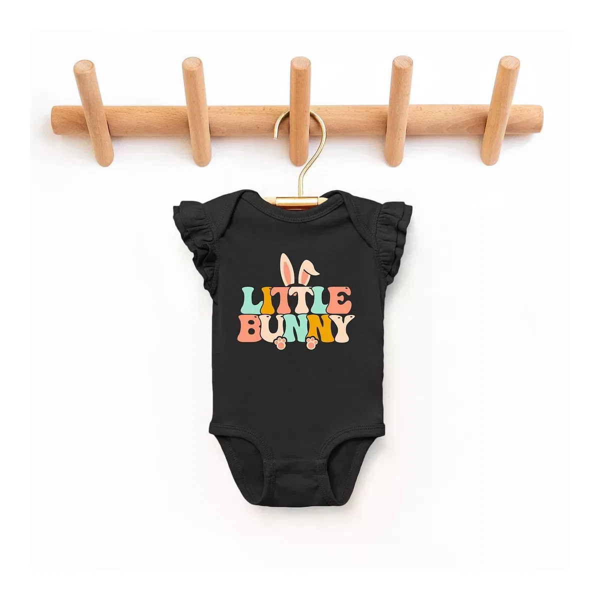 Детское боди для мальчиков с принтом Little Bunny Ears The Juniper Shop, Black
