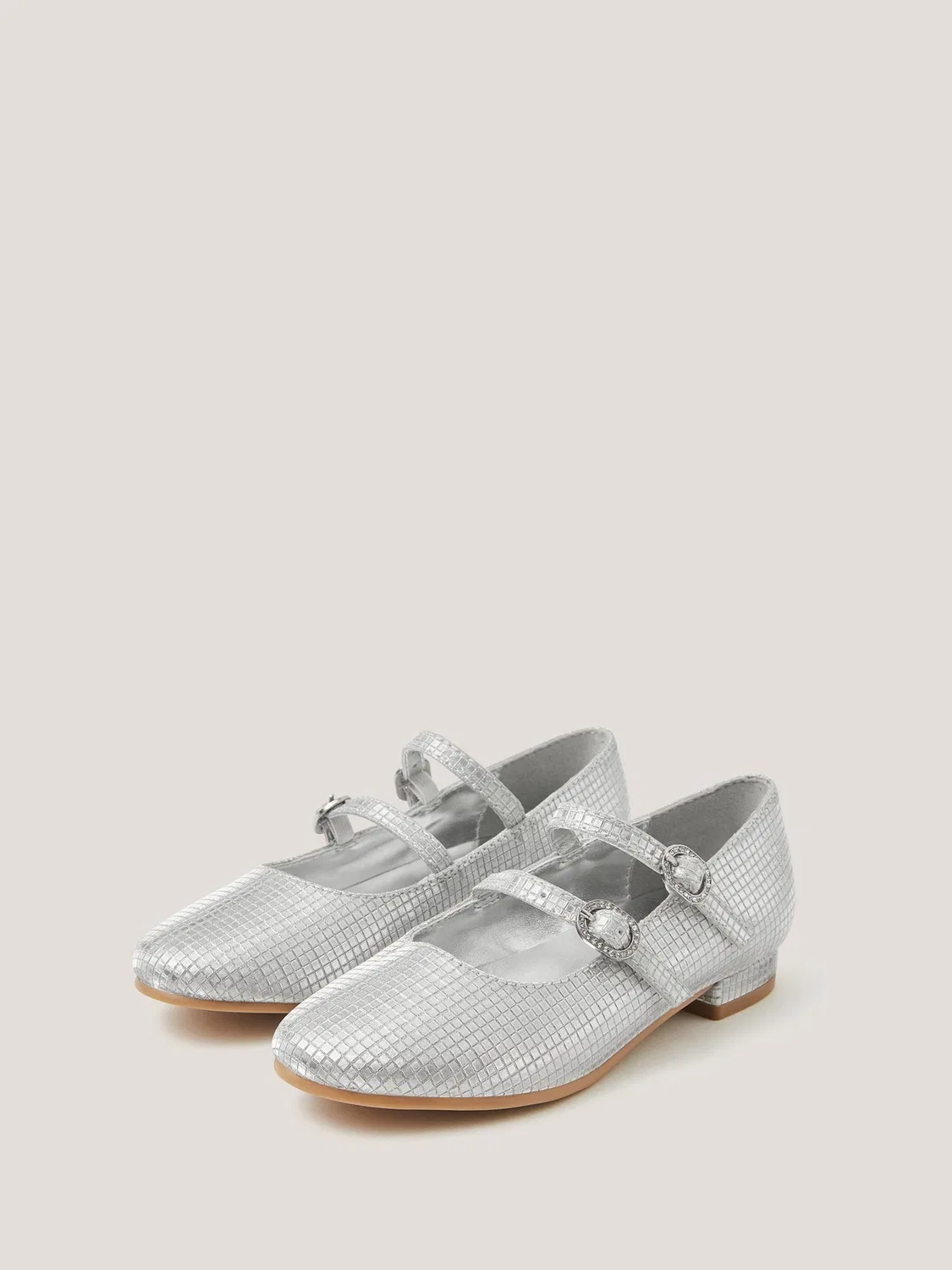 Туфли Monsoon Silver Metallic Double Strap, серебристые — фото 3
