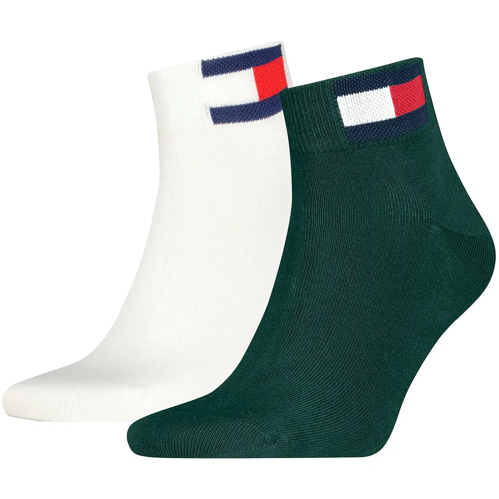 Женские носки с укрепленной пяткой и мыском Tommy hilfiger Flag Quarter, White