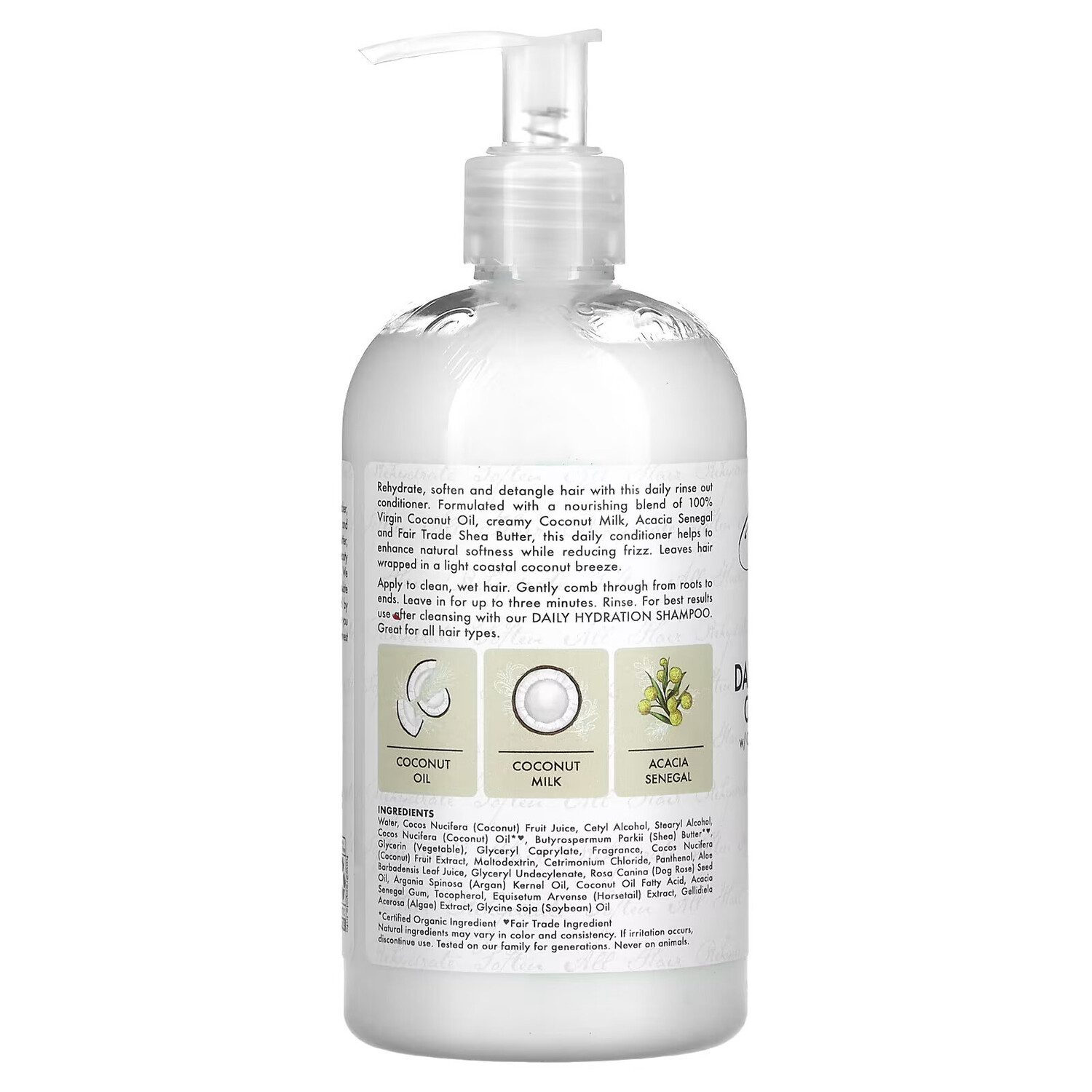 SheaMoisture, 100% кокосовое масло первого отжима, кондиционер для ежедневного увлажнения, для всех типов волос, 384 мл (13 жидк. Унций) — фото 3