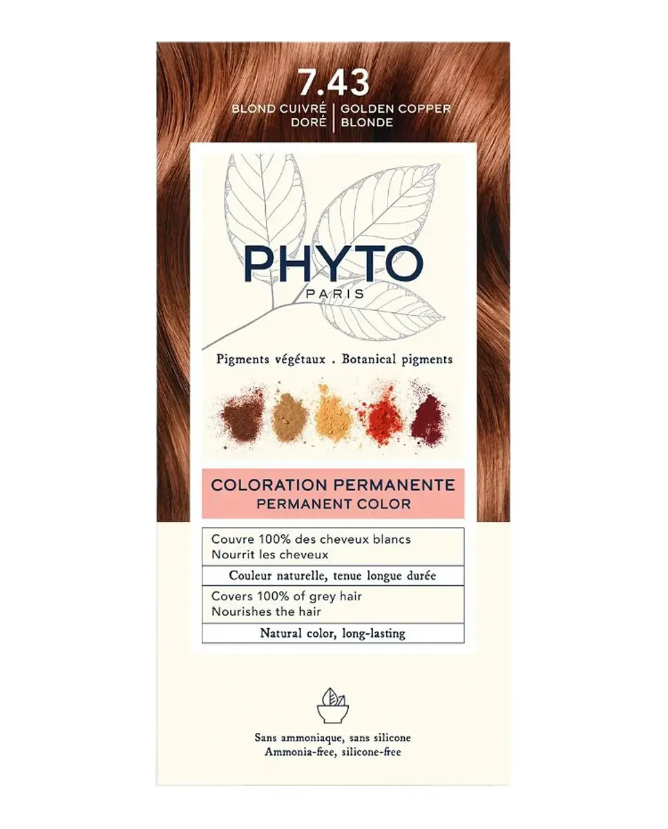 Постоянный цвет color Phyto, Rubio Dorado Cobrizo 7.43