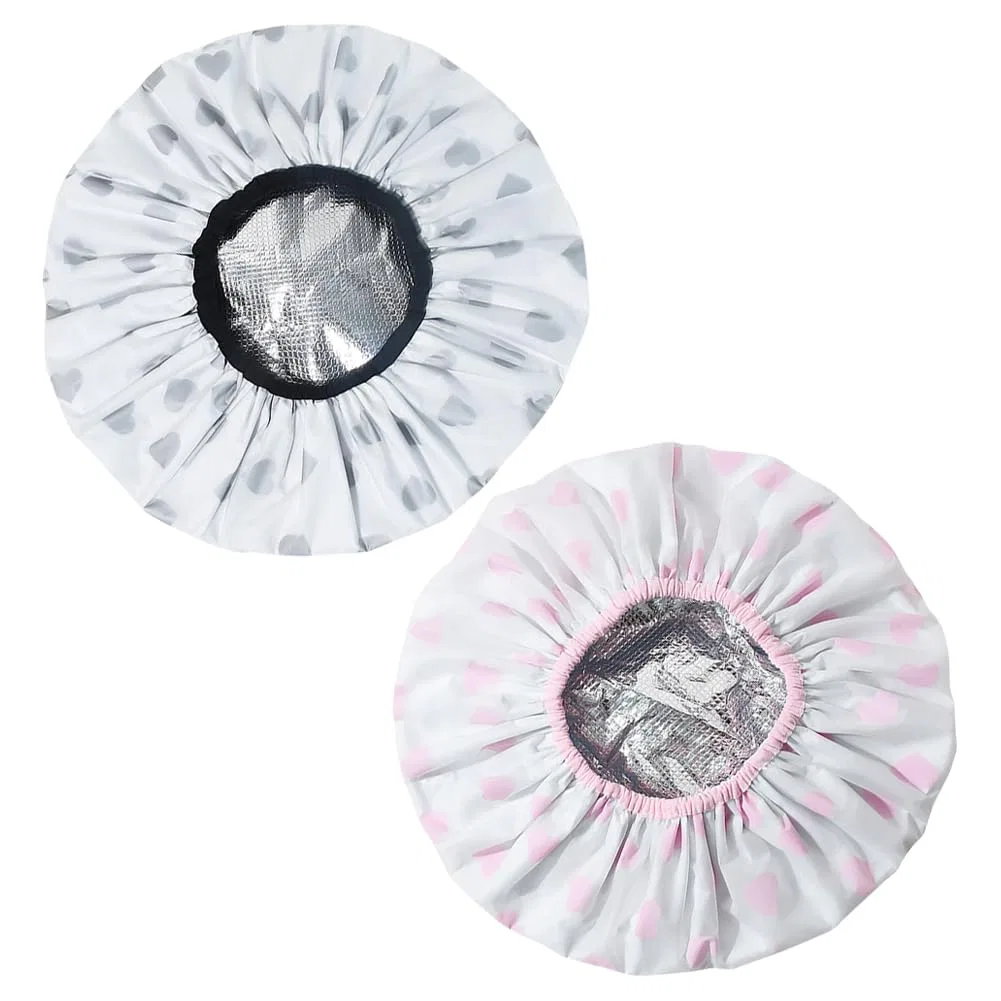 Шапочка для душа двойная, JIHUOO, 2 шт, 30 см, Pink / Grey