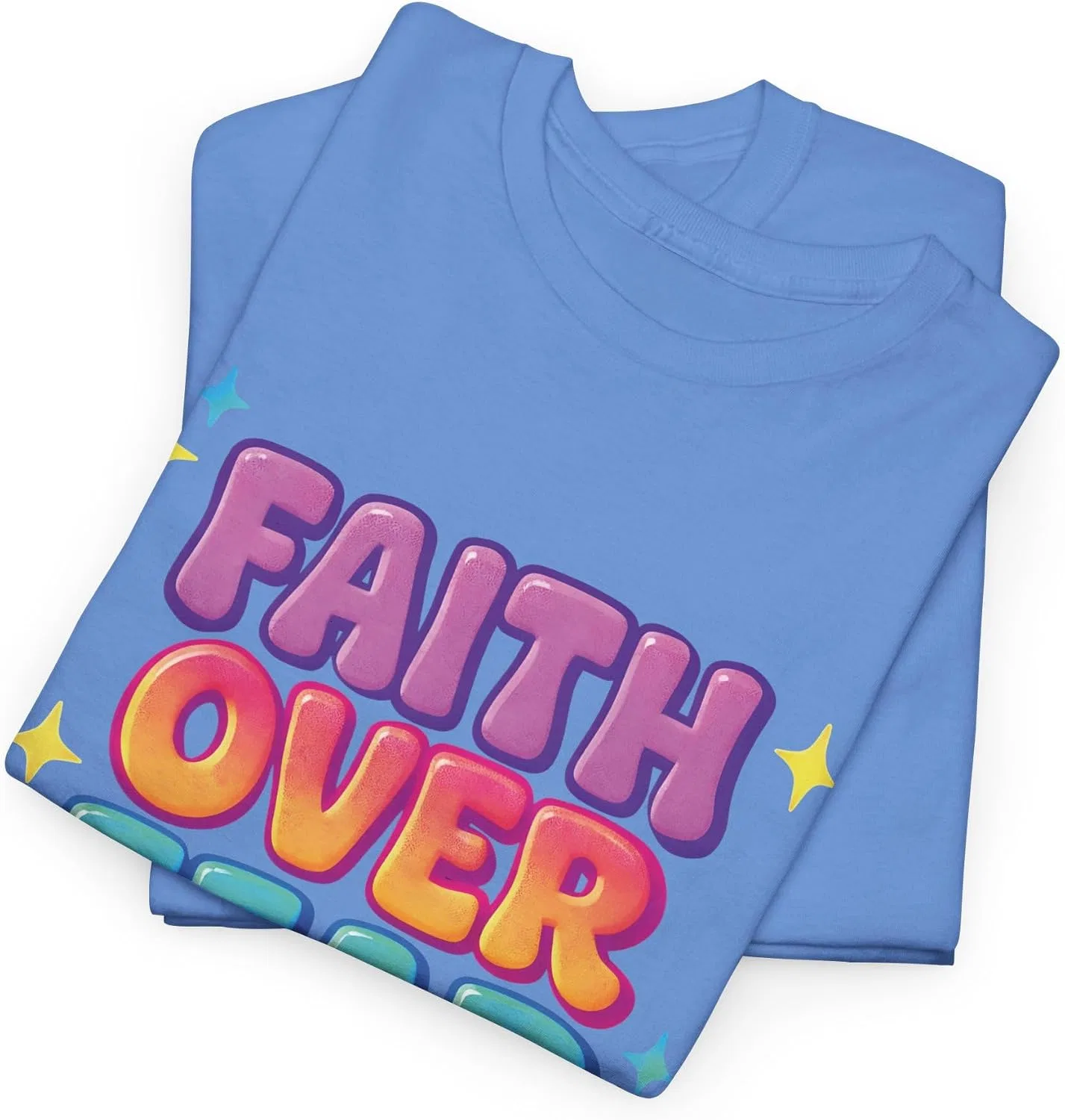 Мужская футболка с принтом Faith Over Fear, светло-голубой — фото 4