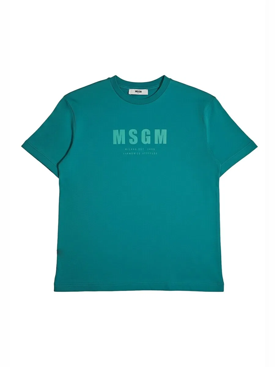 Футболка MSGM 'T-shirt turchese per bambino' бирюзового цвета