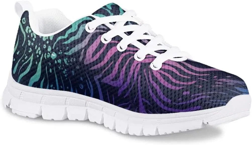 Детские кроссовки для девочек с принтом PinUp Angel Adorable Back to School Shoes PinUp Angel, Purple Green Zebra Leopard — фото 2