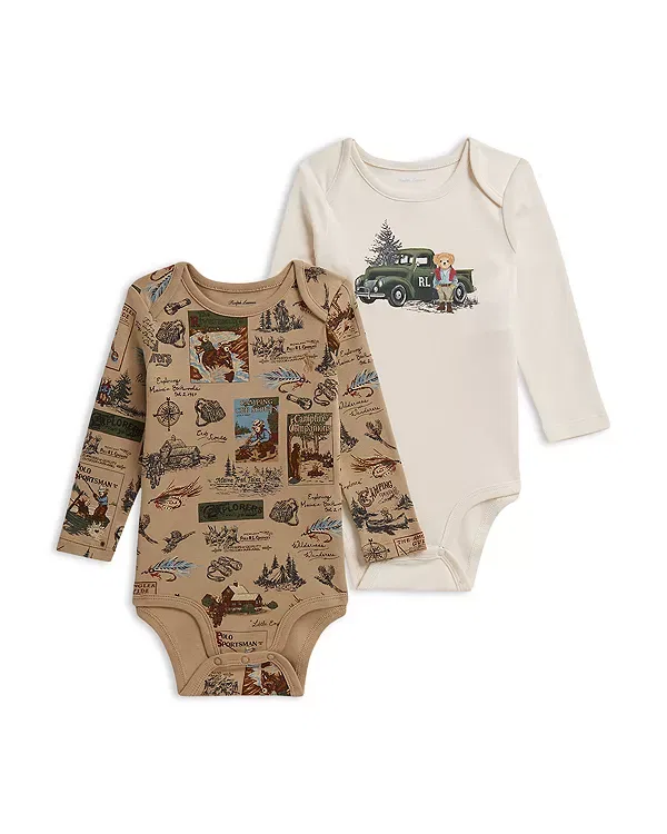 Детский боди-комплект с длинным рукавом Polo Bear Ralph Lauren, мультиколор