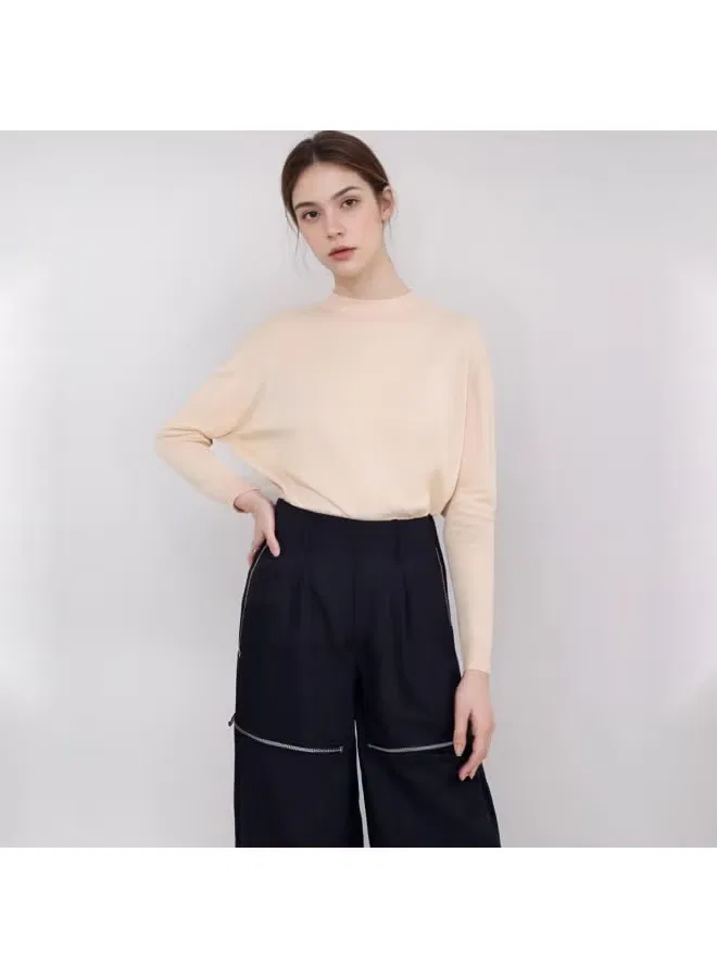 Пуловер трикотажный с коротким рукавом Zara, бежевый — фото 2