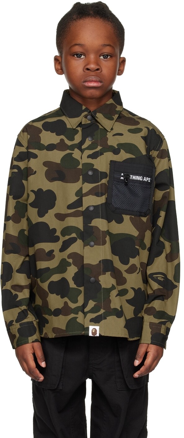 

Детская уличная рубашка цвета хаки BAPE