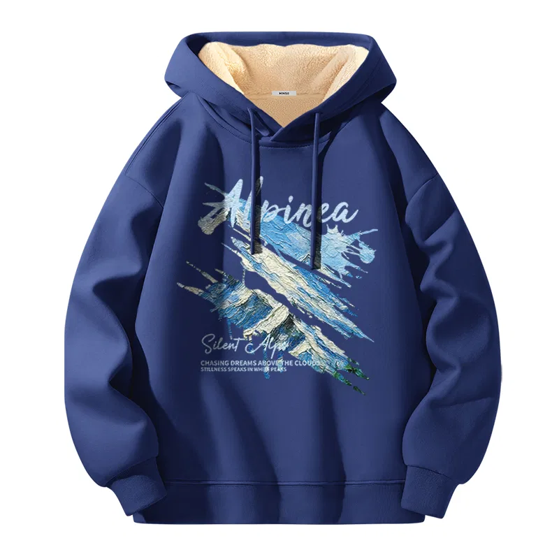 Свитшот детский с принтом Winter Snow Mountains MINISO, Navy Blue