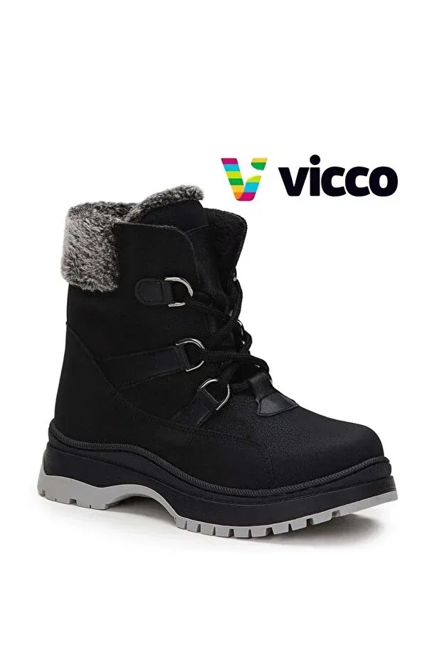 Детские ботинки для девочек на шнуровке Vicco, Black