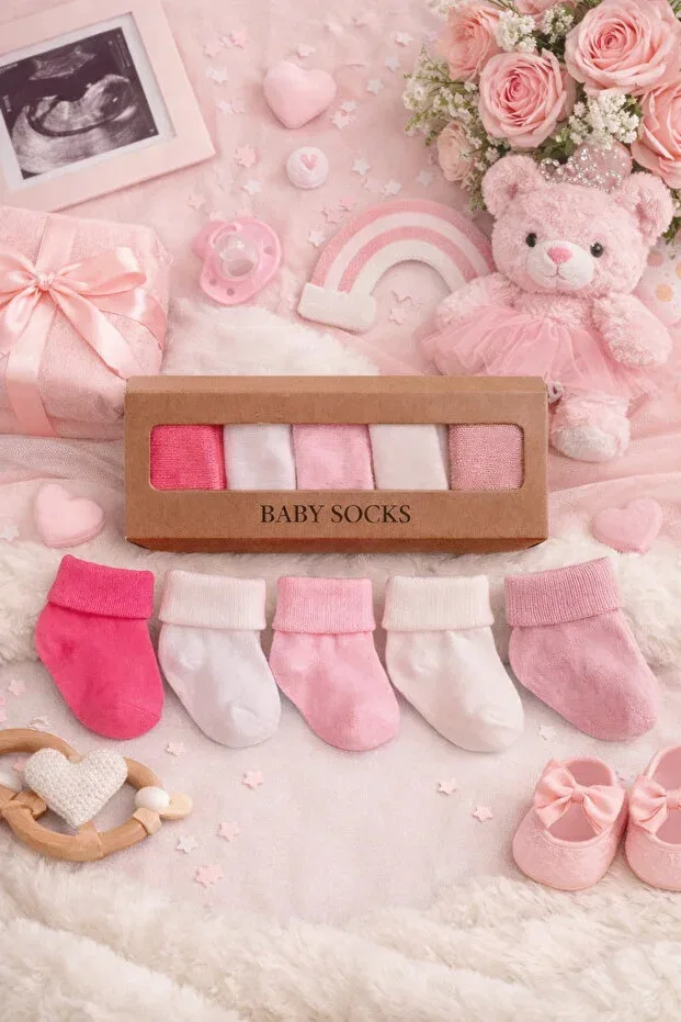 Детские носки для девочек хлопковые 5 пар Galaxy Baby Socks, Pink
