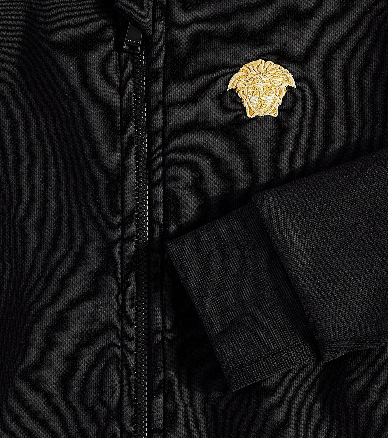 Толстовка на молнии с изображением Медузы, хлопковое джерси, Versace Kids, черный — фото 3