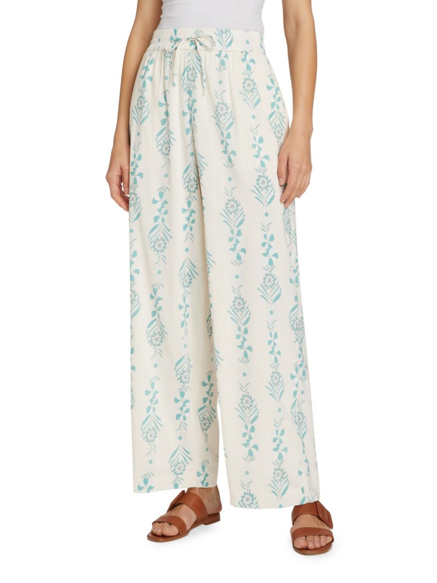 

Широкие брюки с цветочным принтом и завязками Splendid, цвет Turquoise Floral