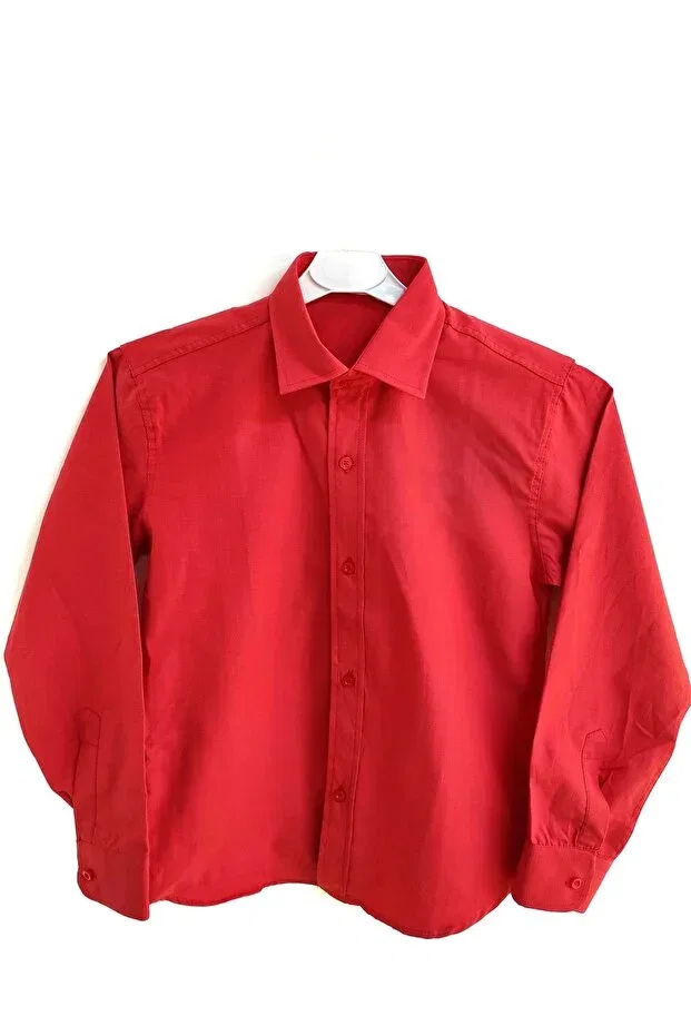Детская рубашка для мальчиков льняная с длинным рукавом Çello Mello, Red