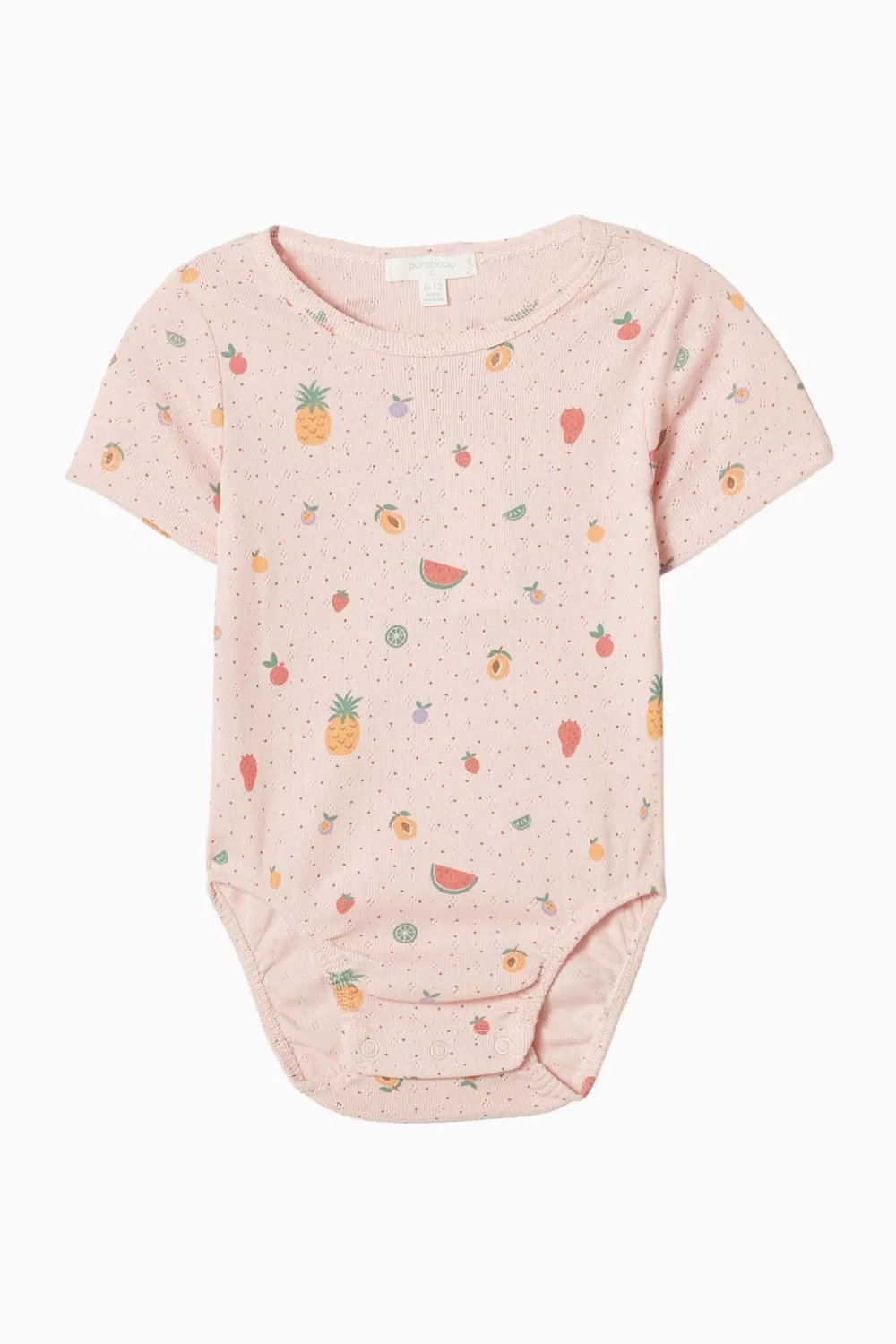 Боди-комбинезон из органического хлопка с ажурным узором Fruity Pointelle Purebaby