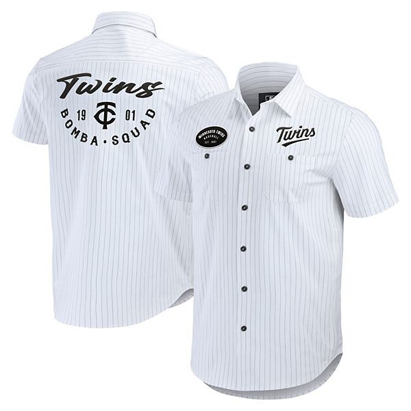 

Мужская белая рубашка с коротким рукавом Minnesota Twins в полоску Darius Rucker Collection By Fanatics