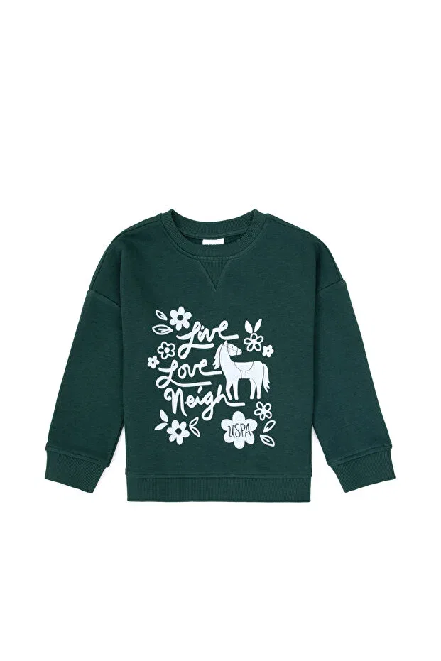 Детское худи для девочек с длинным рукавом U.S. Polo Assn., Dark Green — фото 3