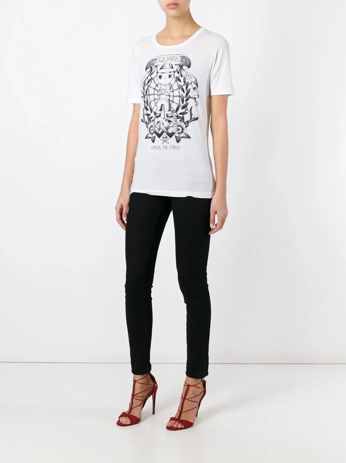 Удлиненная футболка 'Tattoo Graphic' Dsquared2, белый — фото 2