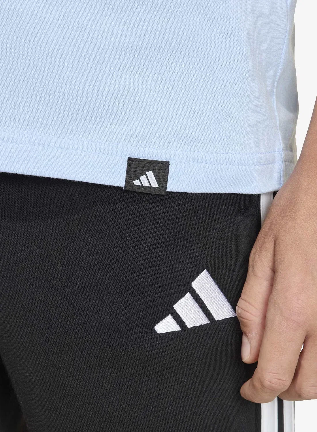 Футболка с футбольным принтом детская Adidas, синяя — фото 4