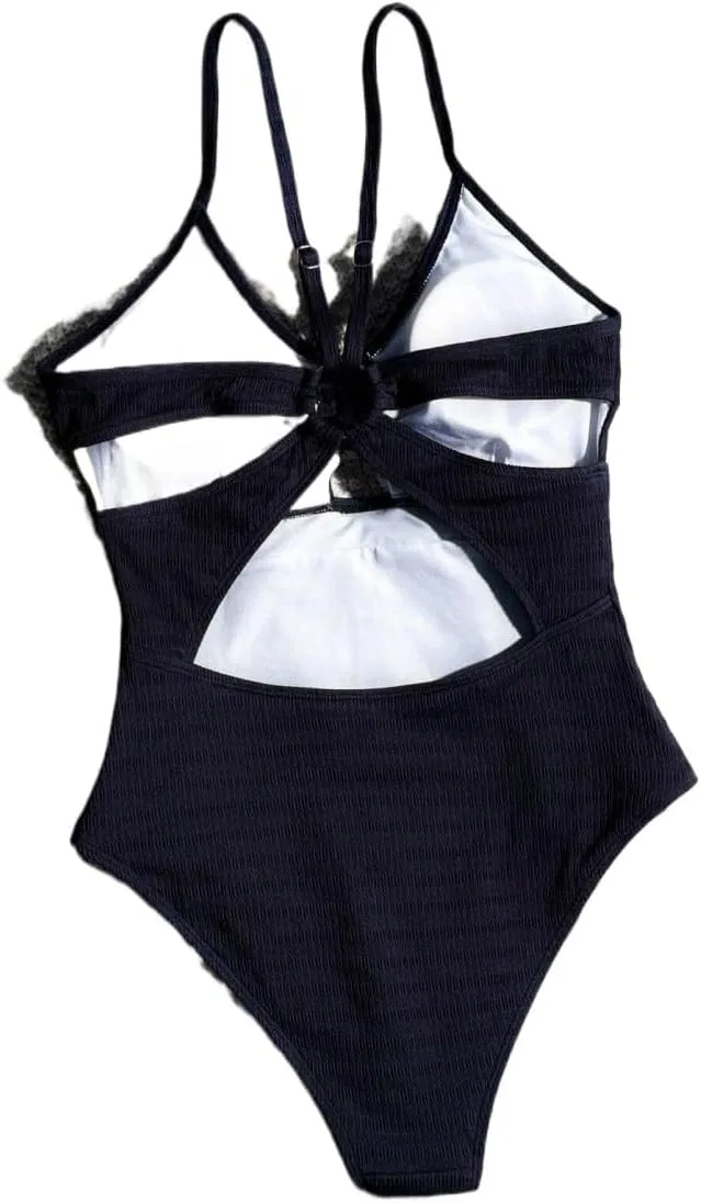 Женский монокини на тонких бретелях с открытой спиной, Navy Blue — фото 4