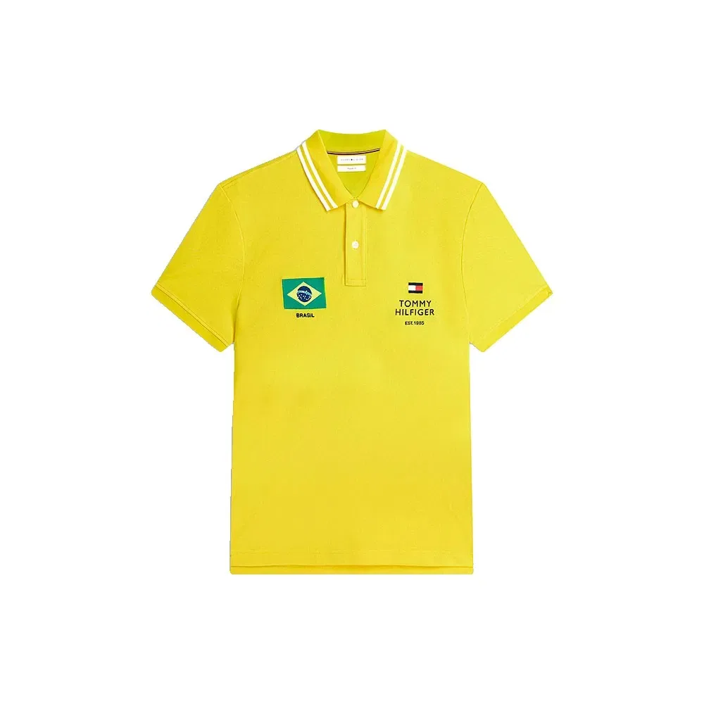 Мужское поло с коротким рукавом стандартный крой Country Brazil Tommy hilfiger, Yellow — фото 3