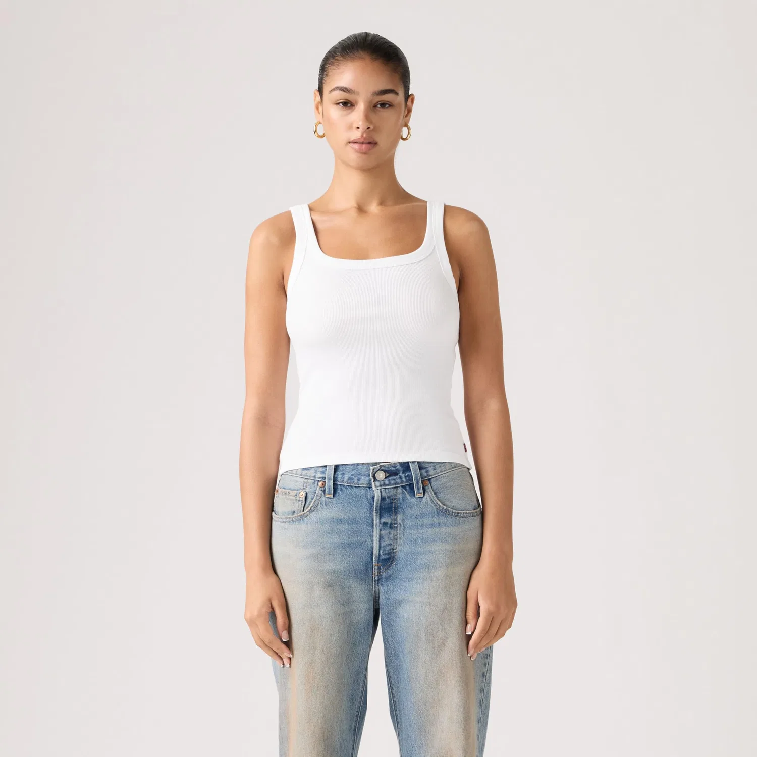 Женская майка с ребристой текстурой Essential Ribbed Tank Levi's, White — фото 4