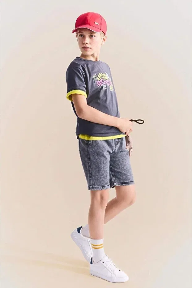 Детские шорты для мальчиков джинсовые Regular fit Defacto, Gray — фото 3