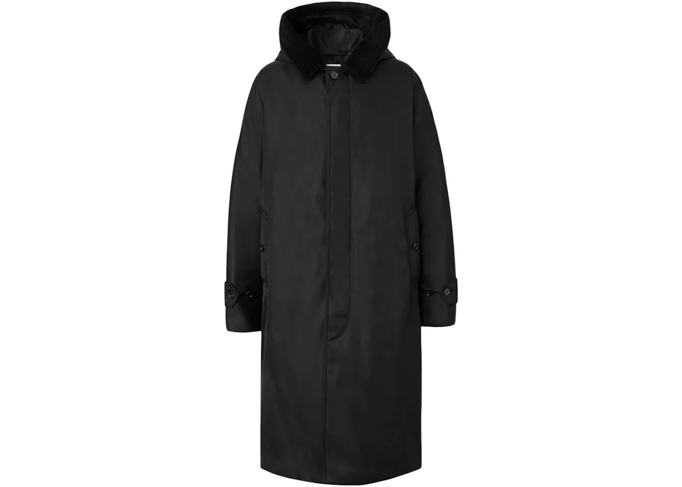 Мужское пальто-кейп с капюшоном Corduroy Collar Nylon Twill Hooded Car Coat Burberry, Black