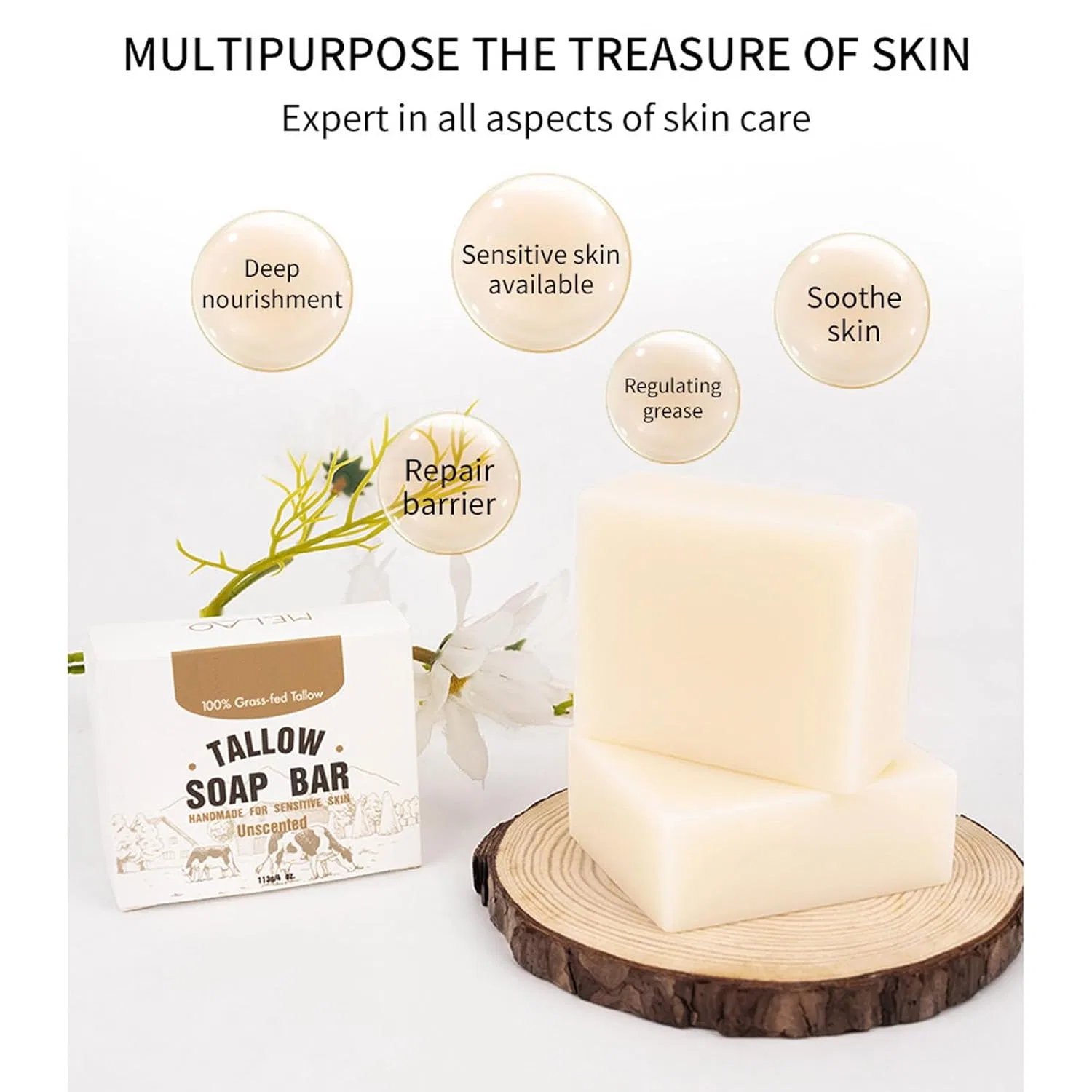 Мыло ручной работы Beef Tallow Soap, RadiantRe, 100 г, Aloe Vera — фото 2