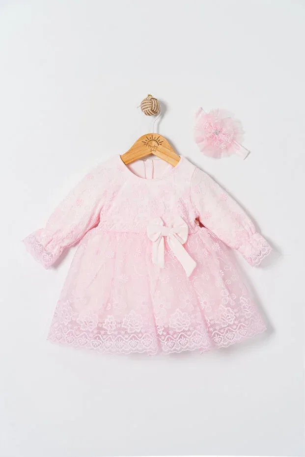 Детское платье для девочек с длинным рукавом Miniday Baby, Pink — фото 4