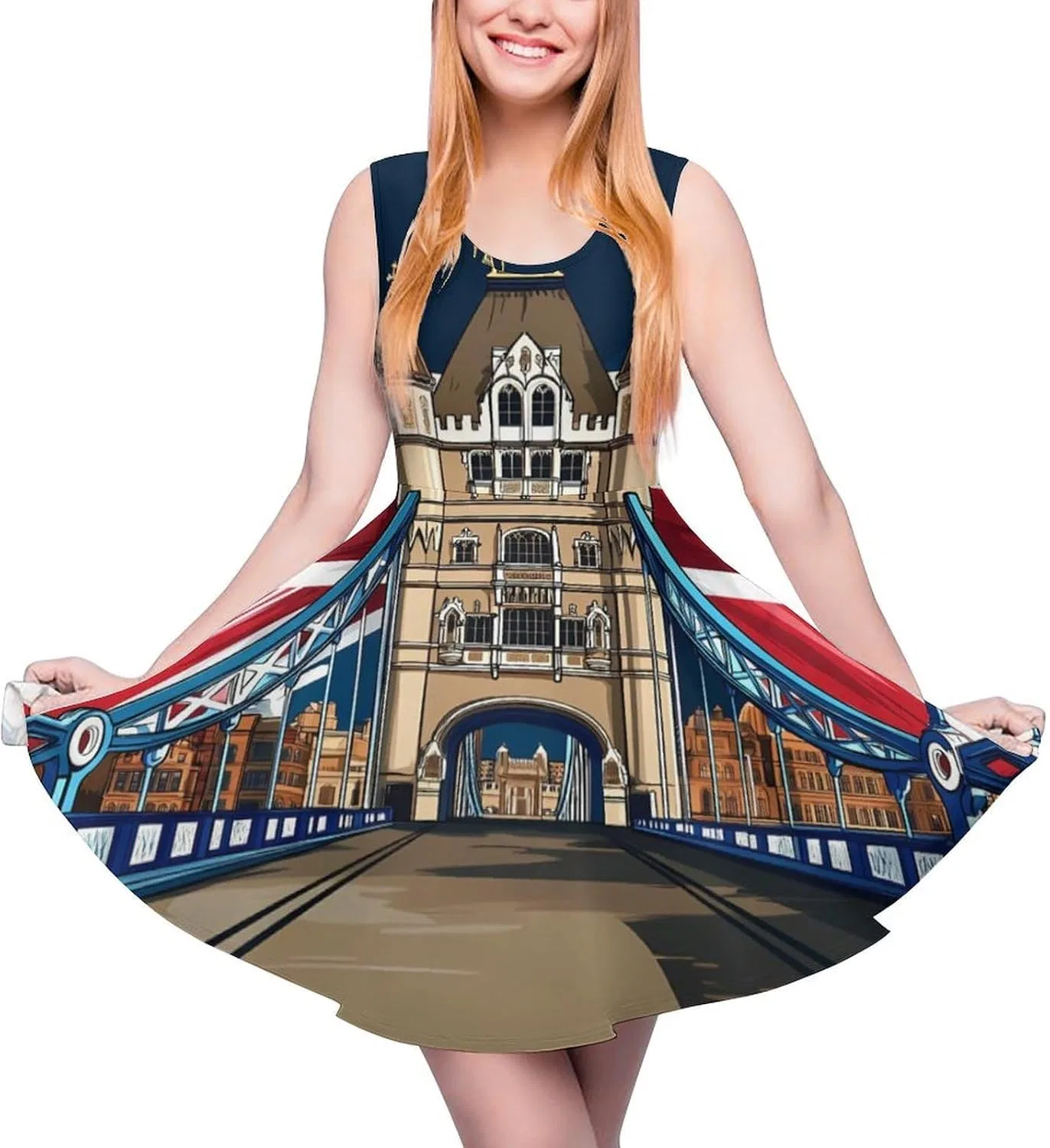 Женское летнее платье без рукавов с воланами, London Tower Bridge
