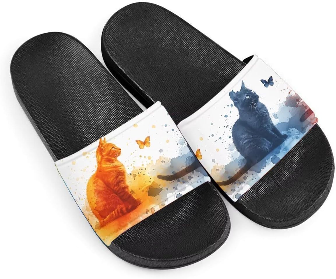 

Женские сандалии Комфортные Легкие Летние Сандалии Нескользящие Шлепанцы с Акварельным Рисунком Кошки Для Пляжа, Отеля, Для Дома и На Улице Getelinseng, Lonely Ink Cat