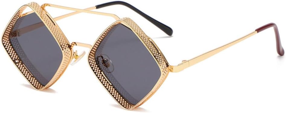 

Солнцезащитные очки в стиле ретро-стимпанк для мужчин, металлическая полая оправа, градиентные зеркальные линзы, защита от УФ-излучения UV400, женские солнцезащитные очки в стиле панк generic, Golden Gray