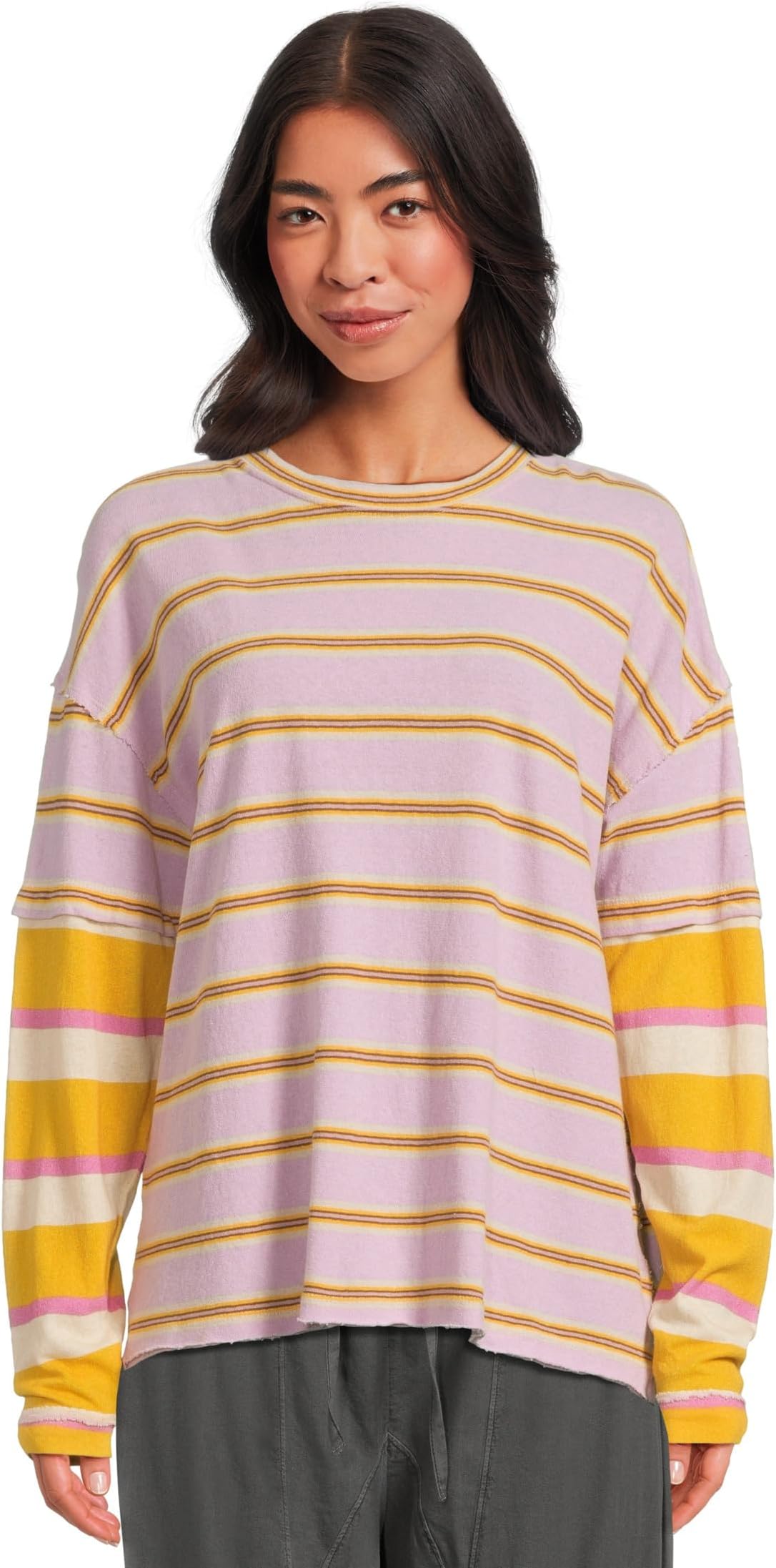 

Лонгслив Free People Nina Stripe Long Sleeve, цвет Lilac Combo