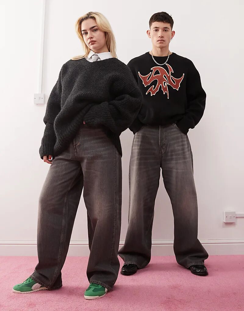 

Astro Unisex джинсы свободного кроя с низкой посадкой, серого цвета Weekday