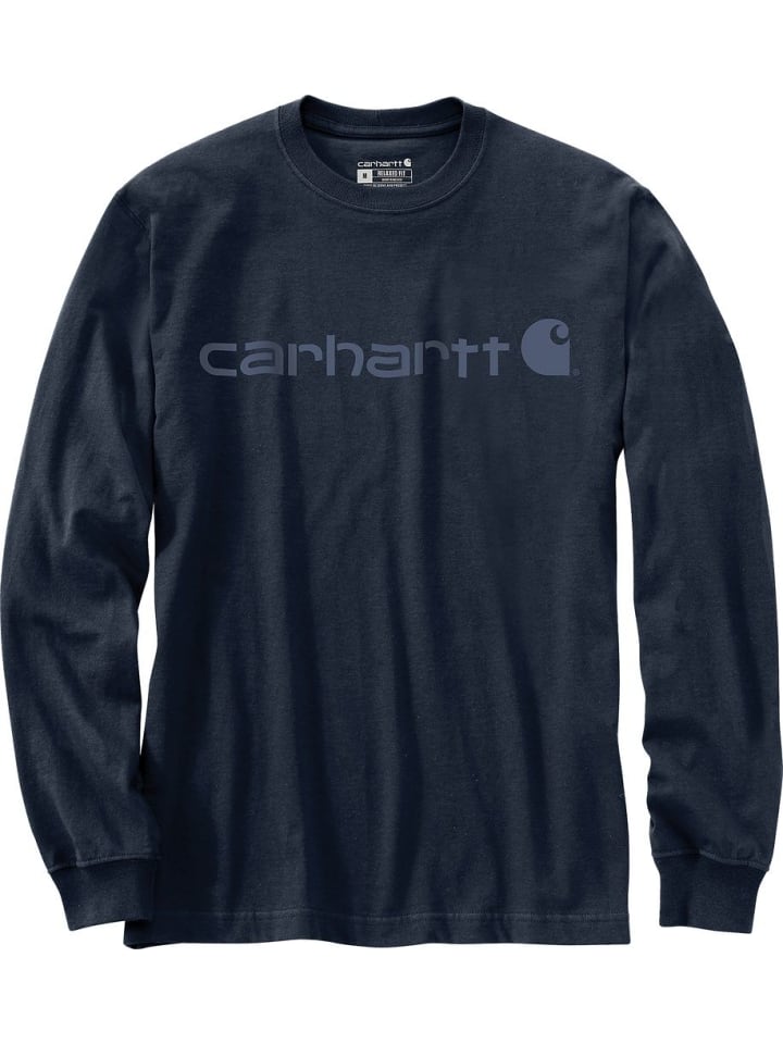 

CARHARTT Футболка "Dearborn Relaxed LS Logo T-Shirt" синего цвета, Синий, CARHARTT Футболка "Dearborn Relaxed LS Logo T-Shirt" синего цвета