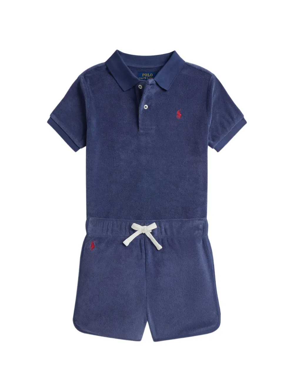 Комплект из рубашки поло и шортов с вышивкой POLO RALPH LAUREN KIDS, синий